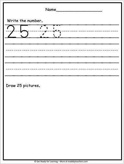 Math Number Writing Practice Number 25 Made By Teachers