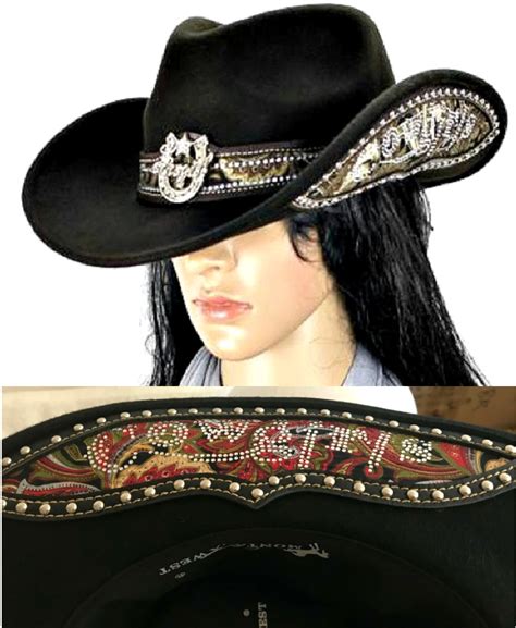 Buy Black Rhinestone Cowgirl Hat In Stock