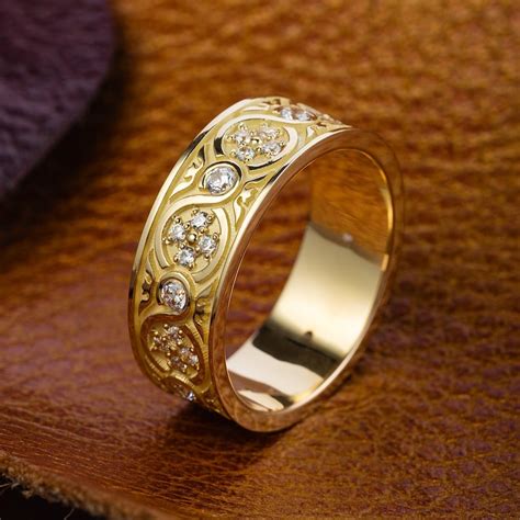 Solid Gold Wedding Band For Women Unique Wedding Ring For Etsy
