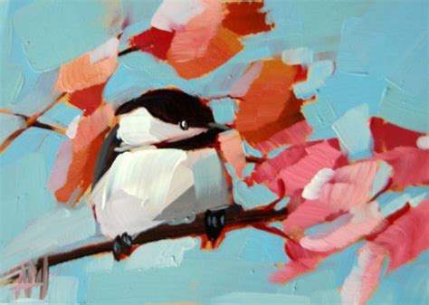 Chickadee And Cherry Blossoms Original Bird Oil Painting By Etsy