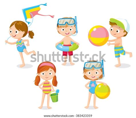Children Playing Beach On Summer Holidays Stock Vector Royalty Free