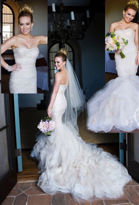 Hilary Duff Vera Wang Wedding Dress Inspired Mermaid Organza Bridal