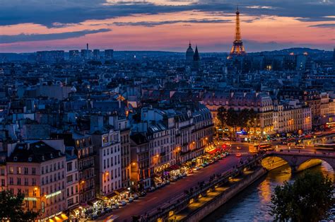 Download 1920x1080 France Paris Eiffel Tower Dawn Lights Wallpapers