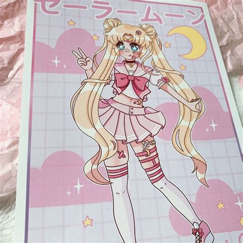 Kawaii Pastel Pink Aesthetic Sailor Moon Art Print Etsy Uk