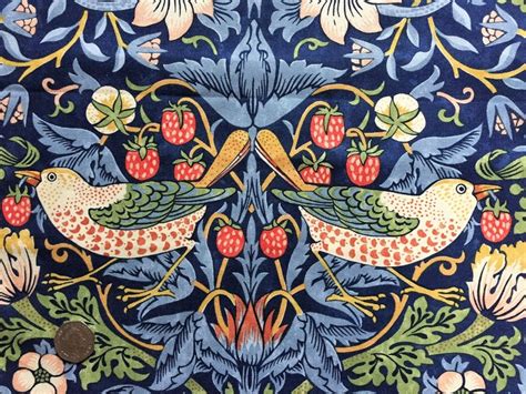 William Morris Fabric Strawberry Thief In Dark Blue 45cmx 50cm Etsy