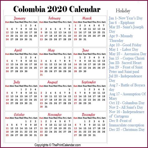 Colombian Calendar 2021 Calendar Jul 2021
