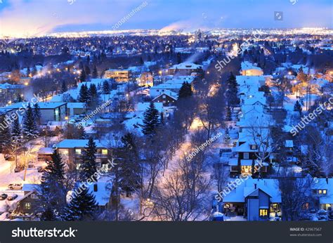 Beautiful Winter Night Scene City Edmonton Stock Photo 42967567