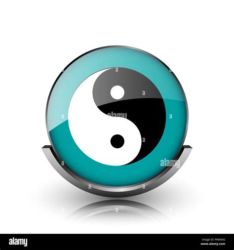 Ying Yang Symbol Metallische Internet Button Auf Weißem Hintergrund