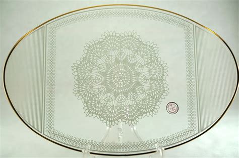 Glass Doily Tray With Handles Frosted Lace Pattern Serving Etsy