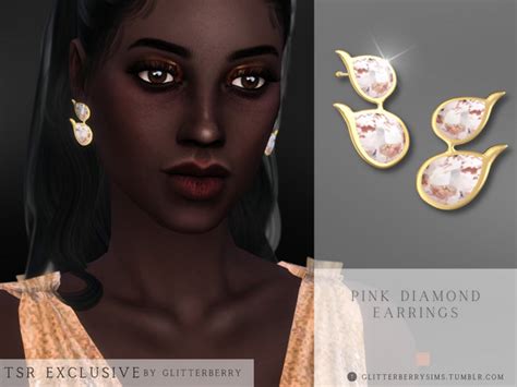 The Sims Resource Pink Diamond Earrings