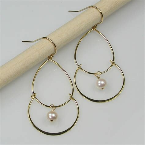 Gold And Pearls Chandelier Earrings Etsy