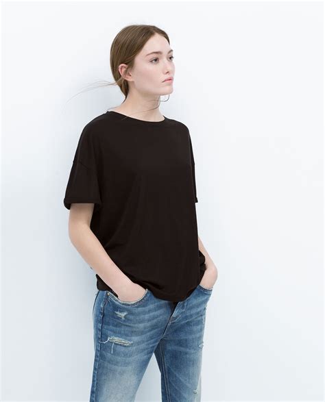 Zara Paisley Print T Shirt In Black Lyst