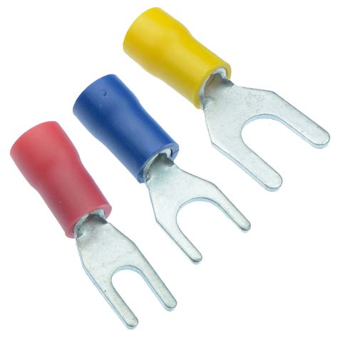 Red Blue Yellow Insulated Crimp Fork Terminal Electrical Connector Ebay