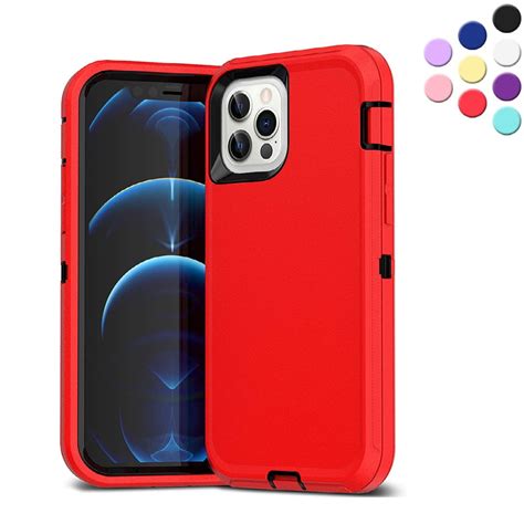 IPhone Pro Max Heavy Duty Defender Case Red Layer Shock