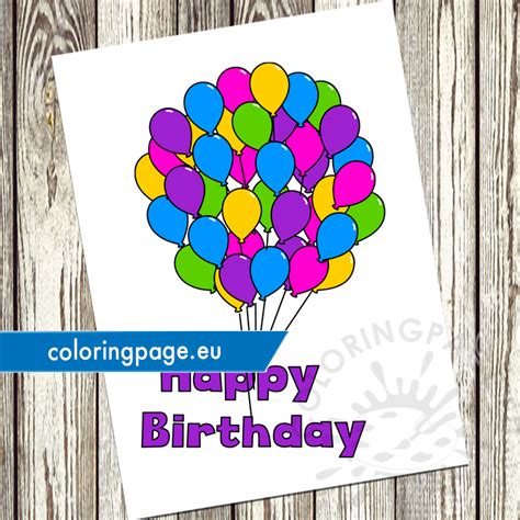 happy birthday balloons vector printable coloring page