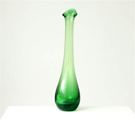 Vintage Scandinavian Glass Vase Emerald Green Mid Century Glass Bottle Vase Vase Glass Vase