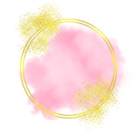 Pink Glitter Circle Hd Transparent Circle Gold Glitter Frame With Pink