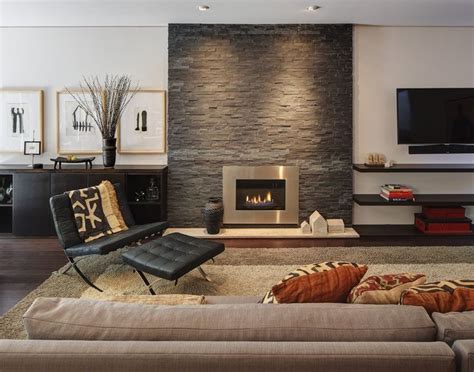 Steinwand Wohnzimmer: Eine dekorative Wand voller Charakter und Stil! | Contemporary living room 