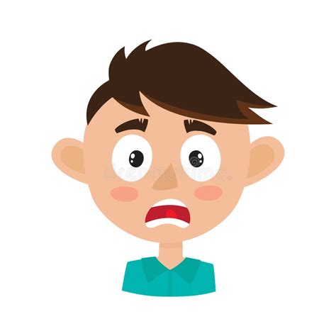 Boy Scared Face Expression Cartoon Vector Illustrations Isolated On