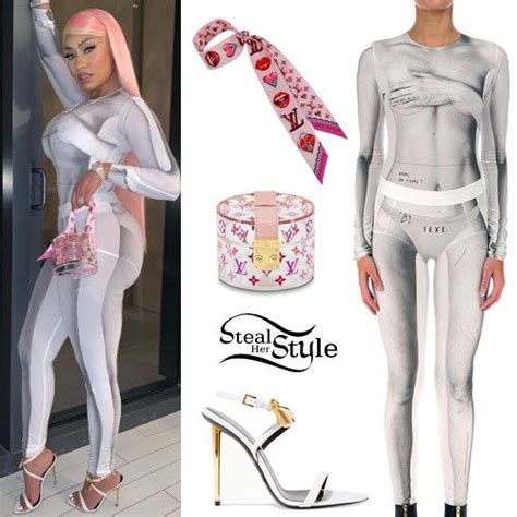 Nicki Minaj Shared Some Pictures On Instagram Wearing A Bodysuit Ls White €35000 And
