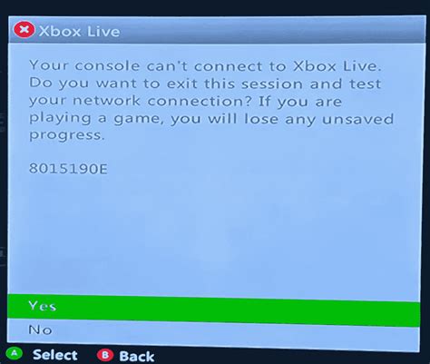 Xbox 360 Getting Error 8015190e While Signing Into Xbox Live