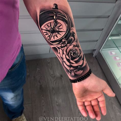 Mens Sleeve Tattoos Rose Tattoo Compass Tattoo Tattoo Design Sleeve Compass Tattoo
