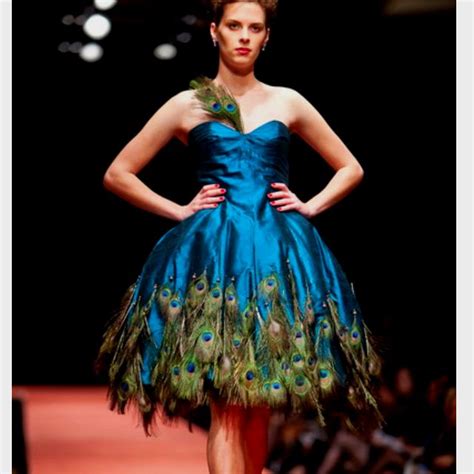 Peacock Cocktail Dress Peacock Feather Dress Peacock Dress Feather