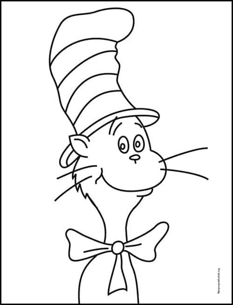 Easy How To Draw Cat In The Hat Tutorial And Cat In The Hat Coloring