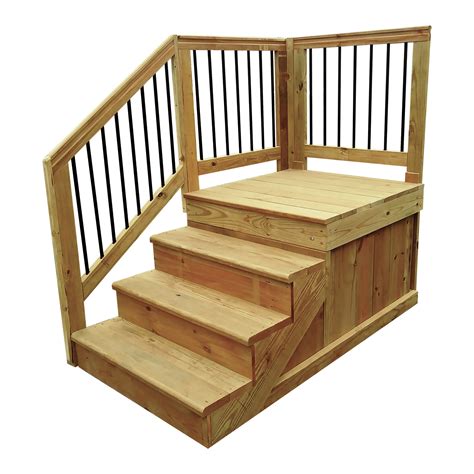 Enclosed Stained Wood Steps 40 X 40 Platforms