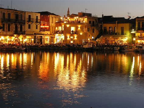 Rethymno The Old Port At Night Places To Go Beautiful Places Rethymno