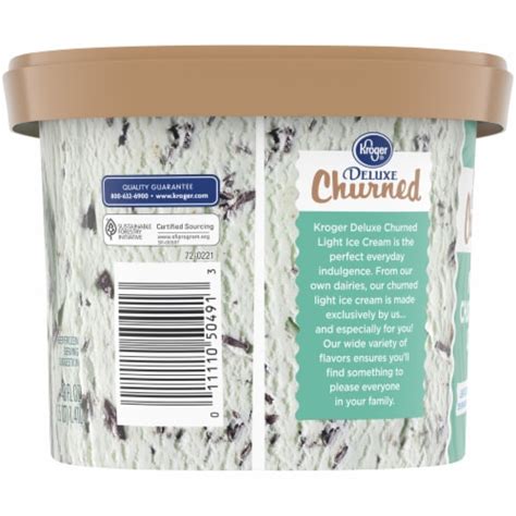 Kroger Deluxe Churned Mint Chocolate Chip Light Ice Cream Tub Oz