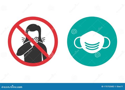 Set Of No Cough Icons In Four Different Versions In A Flat Design