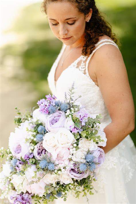 lavender blush and dusty blue silk wedding flowers reveal and review — silk wedding flowers and