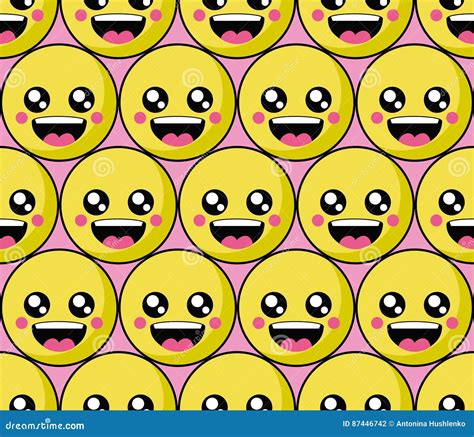 Smile Face Pattern With Colourful Smileys Smiles Icon Background Stock