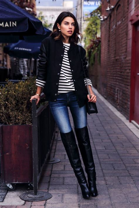 how to wear over the knee boots this winter black boots outfit over the knee boot outfit