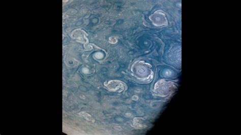 Striking Nasa Photo Captures Powerful Storms Near Jupiters North Pole