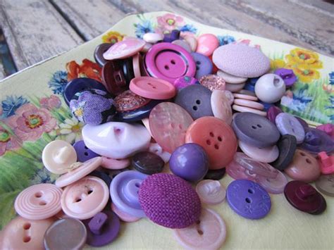 128 Vintage Purplepink Buttons Mixed Lot Vintage Buttons Vintage