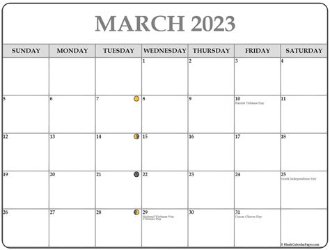 March 2023 Lunar Calendar Moon Phase Calendar