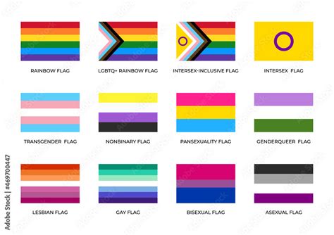 lgbtq pride flags lgbt community sexual identity Векторный объект stock adobe stock