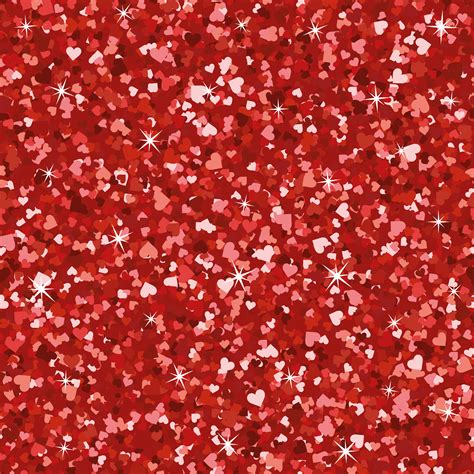 Seamless Bright Red Glitter Texture Shimmer Hearts Love