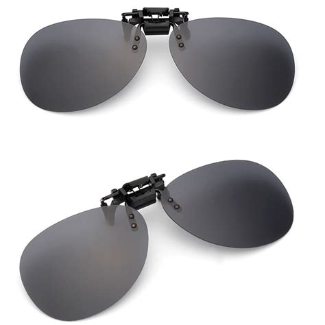 Polarized Clip On Aviator Night Vision Sunglasses Flip Up Lens Driving Glasses Ebay