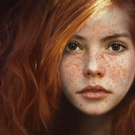 Up Close Redhead Red Hair Freckles Face Portrait