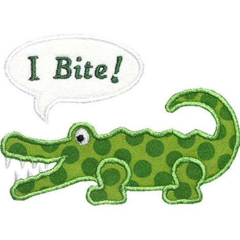 I Bite Alligator Machine Embroider Digital Applique Design Crocodile