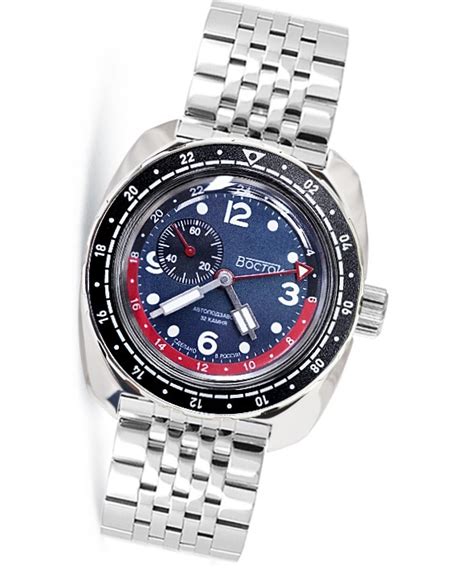 russian automatic watch vostok amphibia with additional 24hr time 200m water proof stainless