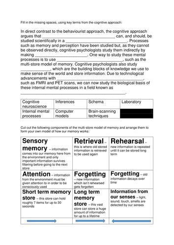 To increase your students' skill at making inferences, worksheets and exercises offer easy lessons to help them practice, including free printables. Cognitive approach worksheet | Teaching Resources