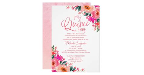 Quinceanera Invitations Spanish Hot Pink Floral
