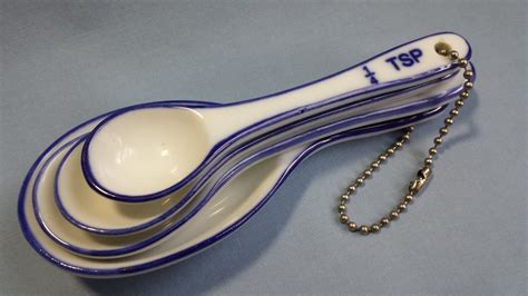 Ceramic Measuring Spoons Vintage Blue And White Measuring Etsy
