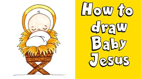 How To Draw Baby Jesus In A Crib Step By Step Drawing Tutorial For Kids