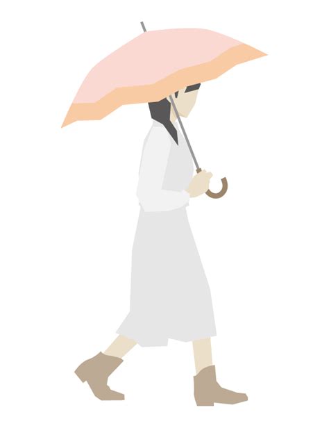 傘をさして歩く女性のイラスト02 無料のフリー素材 イラストエイト
