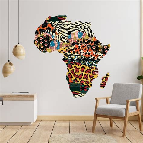Africa Map Wall Art Vinyl Sticker Africa Continent Wall Vinyl Etsy